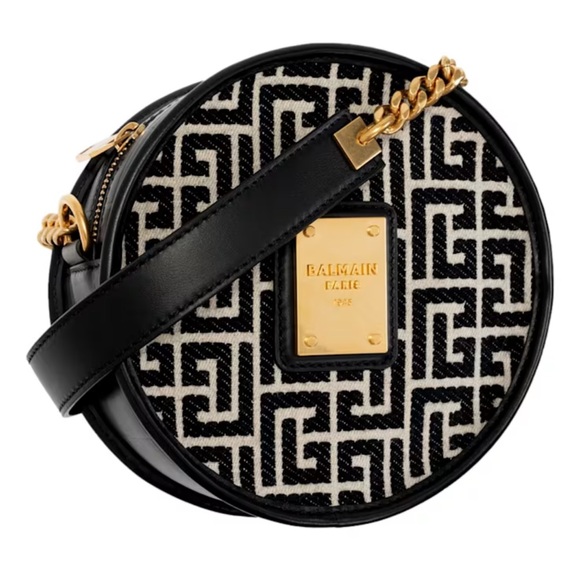 Balmain Canteen Black/Ivory Jacquard Logo Bag - Picture 1 of 2